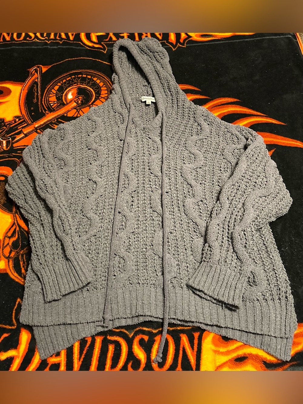 Cable Knit Drawstring Hooded Sweater